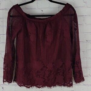Arizona Jean Co. Burgundy Long Sleeve Lace Top. Size Small. NWT